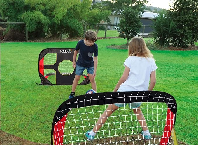 Kidodo Portable Soccer Goal Net Set - Pop Up Training Soccer Goals for Backyard - Indoor or Outdoor Versions - Easy Assembly - Great for Kids and Adults