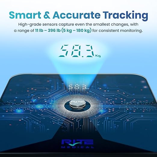 Smart Weight Scale for Body Weight with Mobile App | Tri-Color Breathing Light | Digital Weight Scale for BMI, Body Composition, Muscle & More