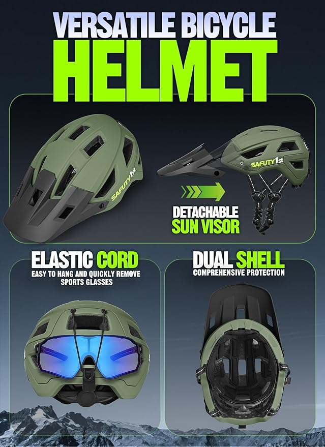 Mountain Bike Helmet for Adults & Youth Lightweight Impact-Resistant with Adjustable Dial & Removable Visor Unisex Helmet for Mountain Biking Bicycle Clcying