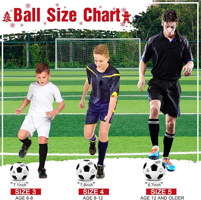 Shappy 4 Pcs Deflated Soccer Balls Bulk with Pump Mesh Bag Operation Christmas Official Size 3 4 5 Indoor Outdoor Colorful Game Sport Gift for Child Adult School
