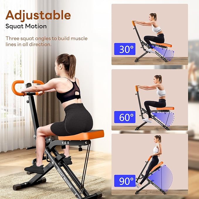 SogesPower Squat Machine for Home Gym, Squat Rowing Machine with Adjustable Resistance and Optional Full Motion, Squat Assist Trainer for Glutes & Legs Workout, Up to 330lbs