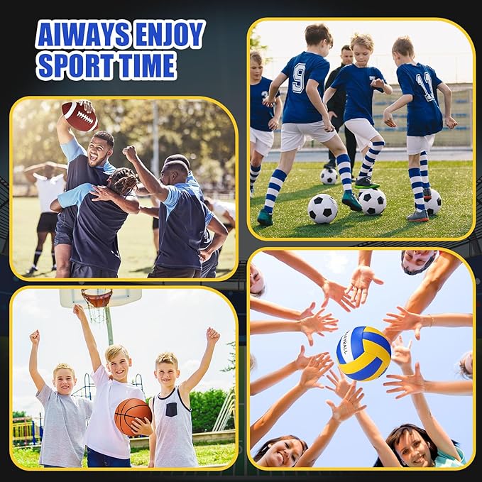 Jenaai Sport Balls Set Official Size Basketball Football Volleyball Soccer Ball with Equipment Bags and Pumps Kit for Kid Youth Adult Indoor Outdoor Operation Christmas