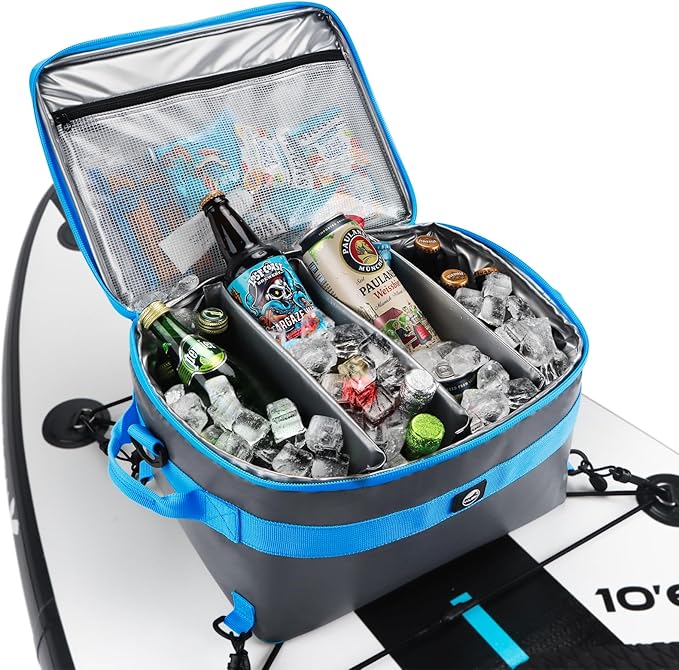 YVLEEN Waterproof Paddle Board Cooler, SUP Cooler Durable PVC Material Paddle Board Deck Bag with Mesh Top Pocket, Adjustable Straps, Super Capacity for Stand-Up Paddleboard and Kayak Accessories