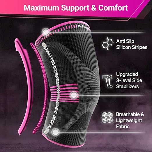 DR. BRACE ELITE Knee Brace with Size Stabilizer (2 Pack) Knee Brace for Women & Men, Workout, Sports, Daily Knee Compression Sleeve for Maximum Knee Pain Support & Fast Recovery (Orion, X-Large) 2