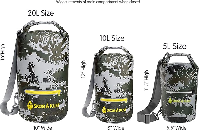 Skog Å Kust DrySak - Roll Top Waterproof Bag for Travel & Outdoors - 5, 10 & 20 Liter sizes