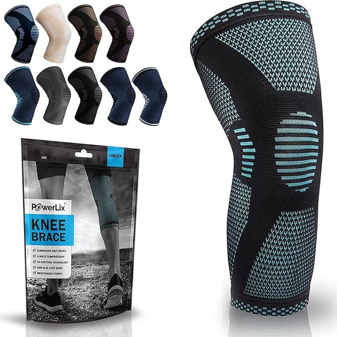 POWERLIX Leg Sleeve - Best Knee Brace for Leg Pain for Men & Women Knee Support for Running, Basketball, Volleyball, Weightlifting, Gym, Workout, Sports Please Check Sizing Chart