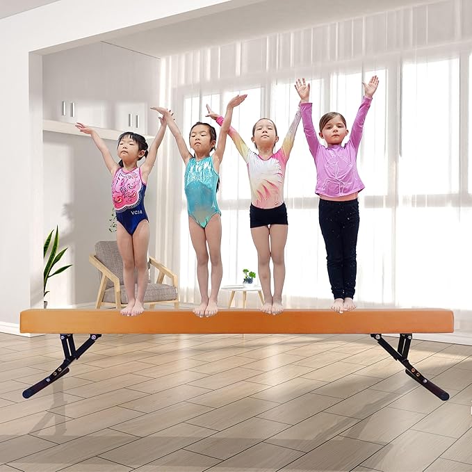Adjustable Balance Beam Gymnastics Beam 8 FT Adjustable Height Beams for Kids, High and Low Floor Beams,Gymnastics Equipment for Kids Adults Training at Home and Gym Center