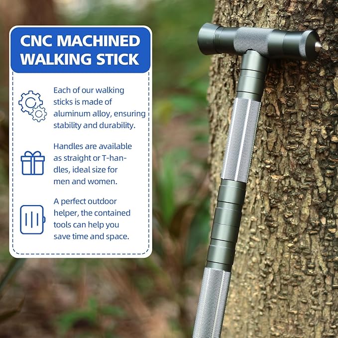 aiGear Tactical Stick Hiking Walking Staff - Trekking Poles Tactical Staff Adjustable Hiking Stick Gear for Outdoor Survival Camping Hiking