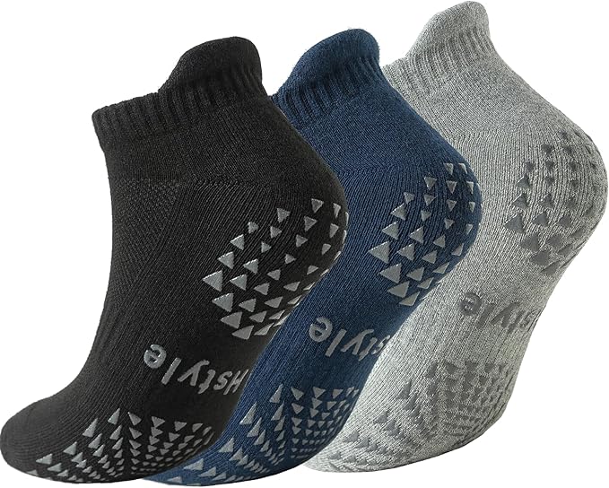 Hstyle 6 Pairs of Yoga Socks with Grips for Women and Men,Ideal for Ballet,Barefoot Workout,Pilates Grip Socks Non Slip Socks