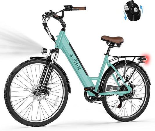 Cores Electric Bike for Adults, 26" Electric Commuter Bike with 1200W Peak Motor, 28MPH 70 Miles Max, 48V 576Wh Removable Battery, 7-Speed City Cruiser Mountain E Bike for Commuting