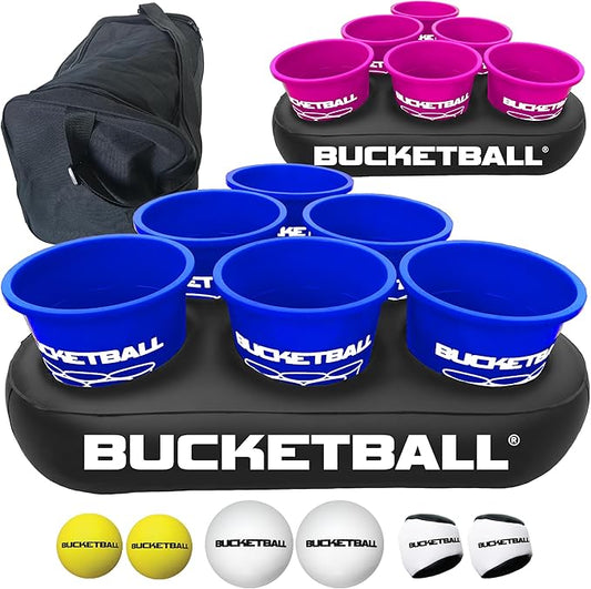 BucketBall | Team Color Edition | Party Pack (Navy Blue/Pink): Original Yard Pong Game: Best Camping, Beach, Lawn, Outdoor, Family, Adult, Tailgate, Jumbo, Giant Game
