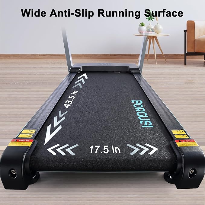 Auto Incline Treadmill with 300 LBS Capacity, 17.5" Wide 3 HP Folding Electric Treadmill Max 8.5 MPH Speed, Running Machine with Bluetooth Speaker & LCD Display for Home Use