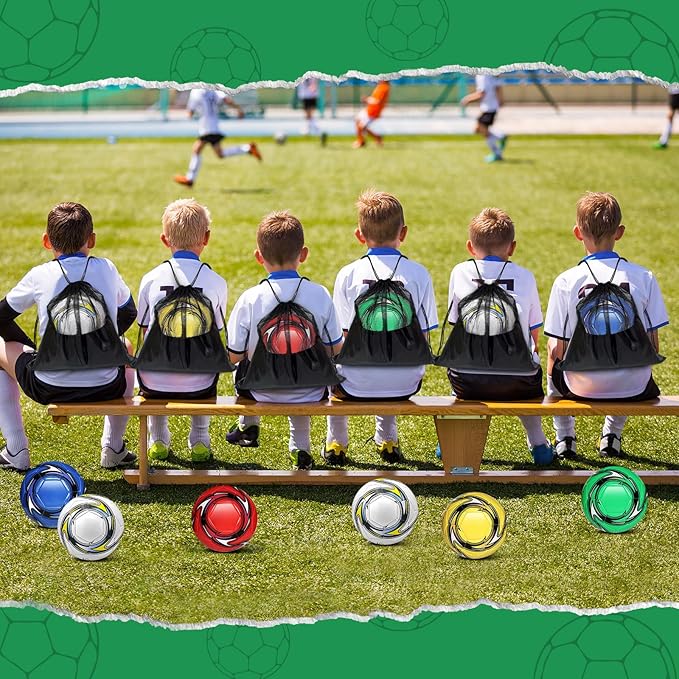 6 Pack Operation Deflated Christmas Soccer Ball with Pump for Child,Items Bulk Deals Soccer Balls,Classic Soccer Balls with Mesh Sport Bag Pump Needle for Shoebox Gift Fillers Charity Donations