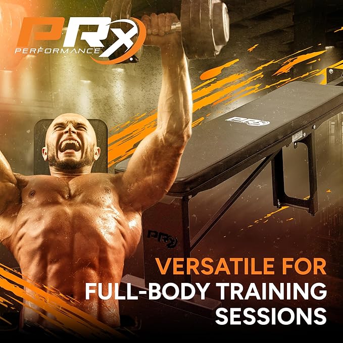 PRx Performance Folding Wall Mounted Flat Weight Bench - Home Gym Equipment, Space-Saving Workout Bench, Full Body Exercise, Weightlifting, Bench Press Seat, Ideal For Gym Enthusiasts - Black