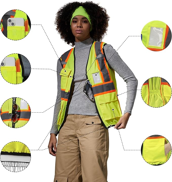 AYKRM 11 color Ladies High Vis Reflective Safety Vest for Women