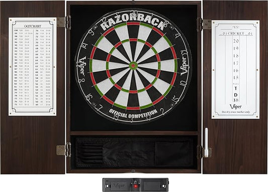 Viper Metropolitan Solid Wood Cabinet & Sisal/Bristle Dartboard Play-Ready Bundle