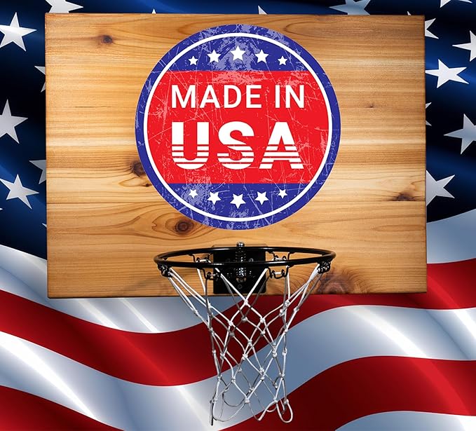 Elite Mini Basketball Hoop & Ball Set, Wall Mount, Indoor Made in The USA Cedar Backboard. Includes 9” Hoop, Net, Pump & 5 Mini Basketballs.