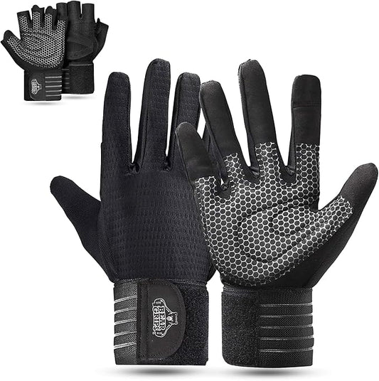 Bear Grips Weight Lifting Gloves for Men & Women | Half Finger Lifting Gloves | Full Finger Workout Gloves for Men | No Finger Exercise Gloves l Compression Weightlifting Gloves | Gym Gloves for Men