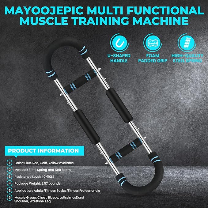 Twister Arm Trainer, Chest Workout Equipment for Men & Women Portable Spring Resistance Chest Exerciser Forearm Strengthener Bar Detachable for Home Fitness Equipment for Enhancing Upper Body Muscle