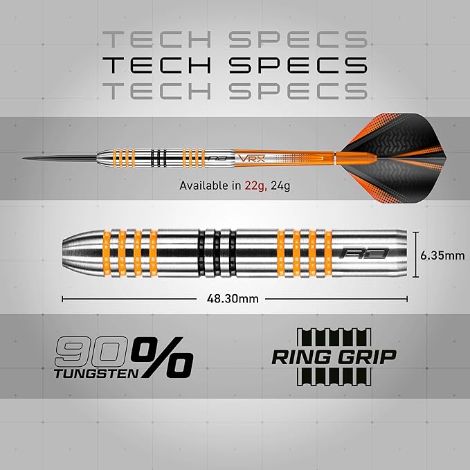 RED DRAGON Amberjack Series Darts Set with Flights and Shafts (Stems)
