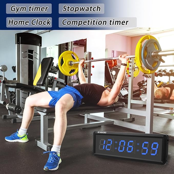 Independent Button Type 1.5-inch Fitness Room Rest Timer, Suitable for Gym Exercise/School/Home Exercise/Boxing Gym/Indoor Rock Climbing (1.5 inch 6-Digit Blue)