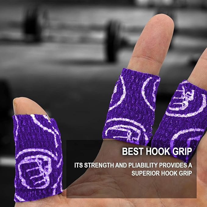 WOD Nation Flexible Hook-Grip Athletic Tape – Easy-Tear, Sweat-Proof Thumb & Finger Strips for Weightlifting