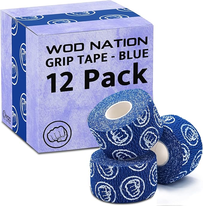 WOD Nation Flexible Hook-Grip Athletic Tape – Easy-Tear, Sweat-Proof Thumb & Finger Strips for Weightlifting
