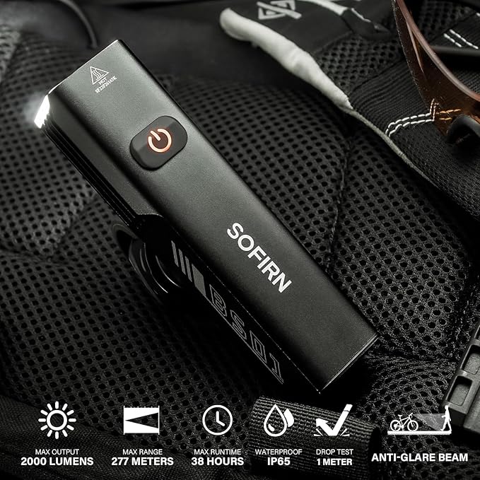 Bike Lights for Night Riding - Sofirn BS01 Super Bright Bike Headlight, USB C Rechargeable, IP65 Waterproof Front Bike Light Gift for MTB Day Night Riding Urban Cyclists, with Quick Release Bracket
