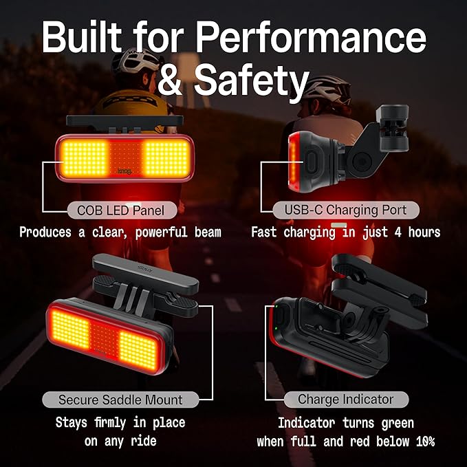 Knog Blinder Link Tail Light - 100 Lumen Bike Light, 50 Hour Runtime, Low Battery Indicator, Powerful Bike Light