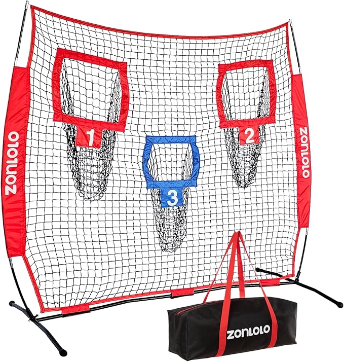 6x6ft Football Training Net, Football Throwing Net with 3 Target Pockets, Portable QB Throwing Practice Equipment with Small Carry Bag,Most Suitable for Kids