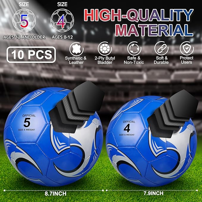 Libima 13 Pcs Soccer Ball Bulk 10 Pcs Official Soccer Ball with 2 Pump and Carry Bag Indoor Outdoor Training Game Sport Gift for Youth Adult Back to School
