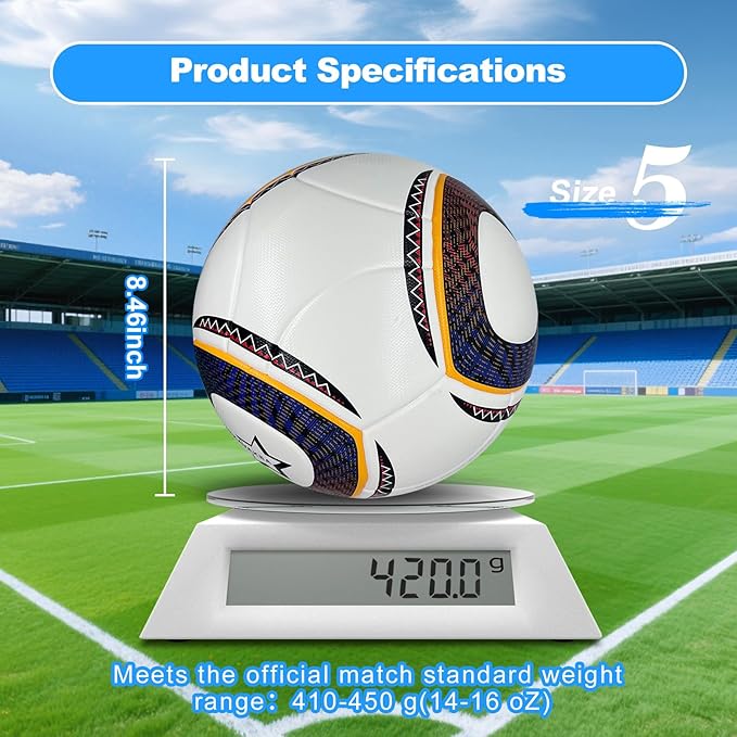 Size 5 Soccer Ball,Waterproof PU Leather,Official Match Ball, Soccer Balls Training,with Pump & Needles