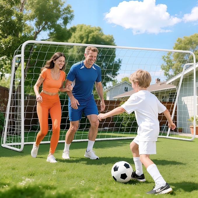 Docred 6x4/8x6/10x6.5/12x6/16x7ft Soccer Goals, Foldable Steel Soccer Goal for Backyard, Weatherproof Metal Soccer Goal for Teens/Adults Practice Training