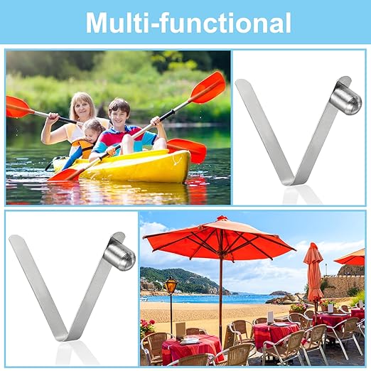 PATIKIL 8x6.5mm Kayak Paddle Snaps, 10 Pack Tent Pole Clips Steel V Shaped Single Pin Push Button Spring Clips Lock Tube Pole Clips for Camping Awning