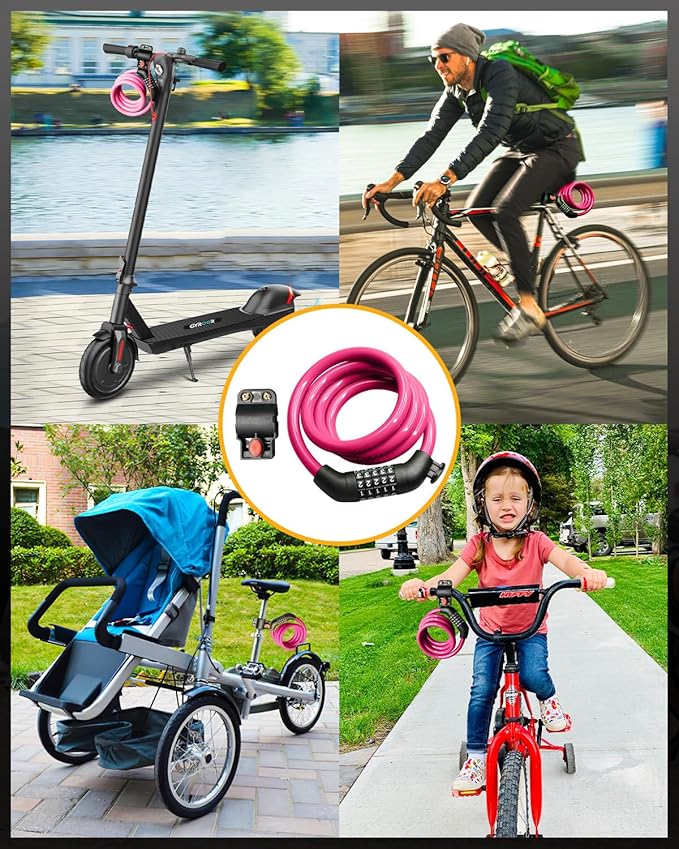 Bike Lock Cable with Combination,High Security 5-Digit Resettable Combination Bicycle Lock Anti-Theft, with Mounting Bracket for Bikes and Scooters