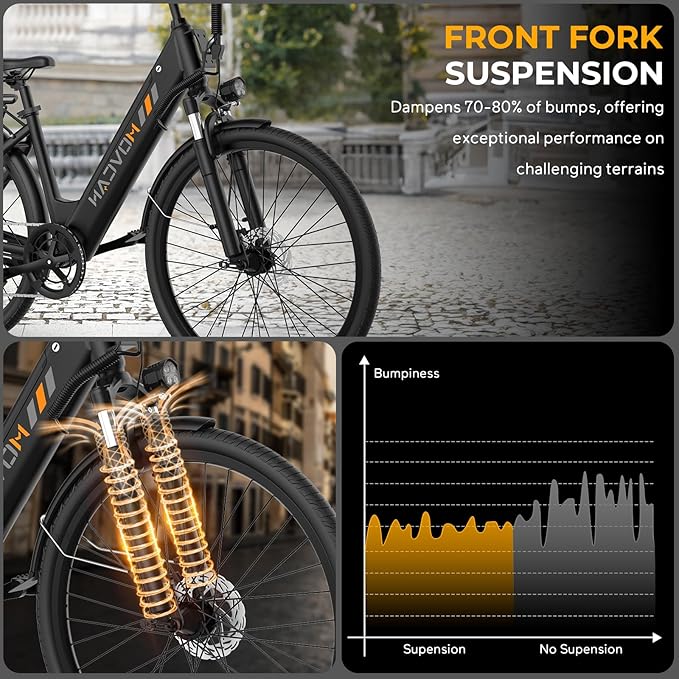 V80 Electric Bike, 1000W Motor 28MPH Ebike, 48V 13Ah Removeable Battery, 26'' City Cruiser Adult Electric Bicycles up to 70 Miles