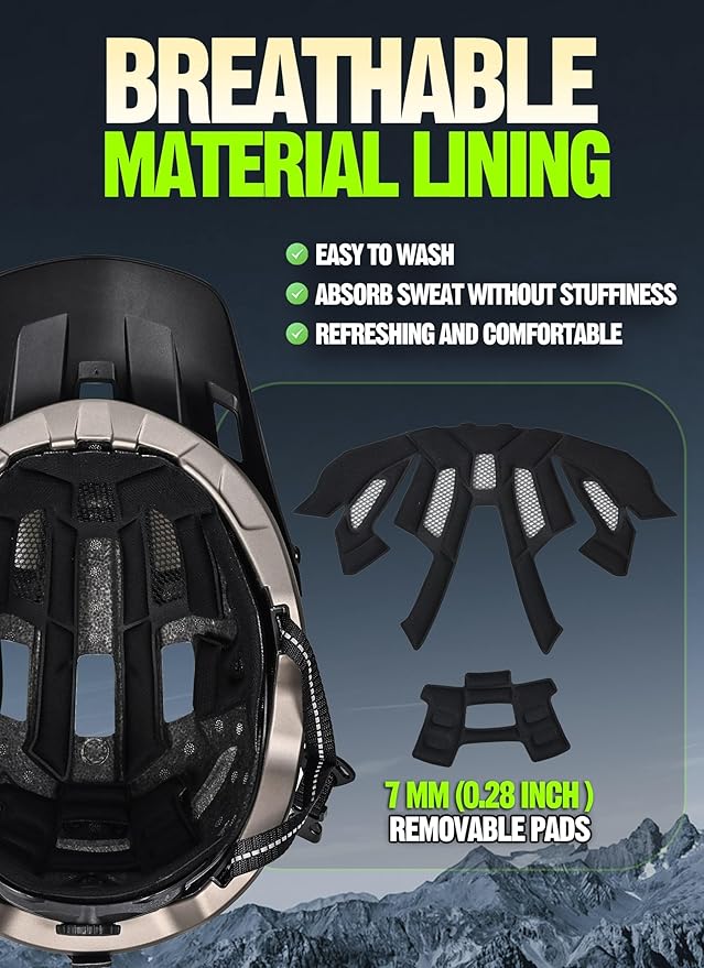 Mountain Bike Helmet for Adults & Youth Lightweight Impact-Resistant with Adjustable Dial & Removable Visor Unisex Helmet for Mountain Biking Bicycle Clcying