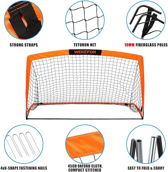 Soccer Goal with Carry Bag, 10/9MM Strengthen Pole, Arched Design, Kids Soccer Goals for Backyard Set 5x 3.1/3.6x2.7/2.9x2.4ft Portable Pop Up Soccer Nets for Toddler, Adults, Youth Games, Play, Gifts