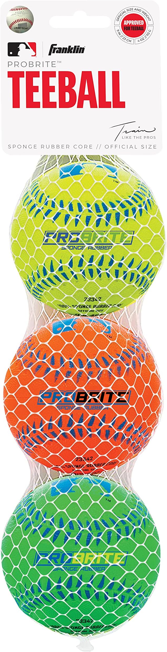 Franklin Sports - Pro Brite - Neon Rubber Teeball - MLB - Youth Tball - Baseball + Softball - Indoor & Outdoor Use