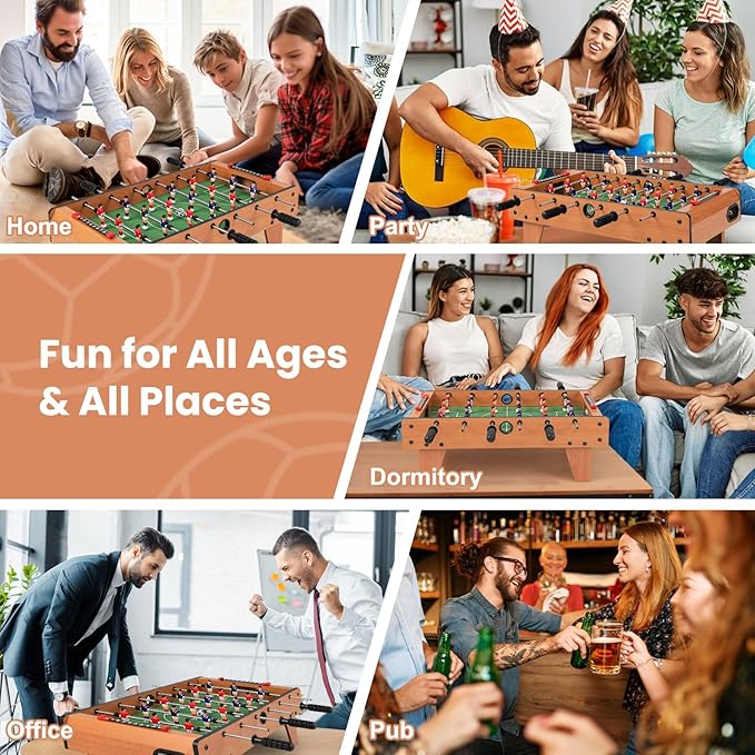 GYMAX Foosball Table, 27" Table Top Foosball with 2 Footballs, Mini Foosball Table for Kids, Game Room, Family Night, Wooden