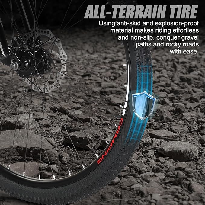 Ktaxon Mountain Bike 24/26/27.5 Inch Men & Women Mountain Bike with 21-Speed Adult Bikes, Double Disc Brake, Suspension Fork and High Carbon Steel Frame