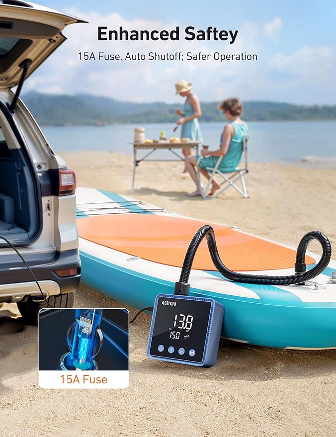 AstroAI P2 Paddle Board Pump 20PSI 12V DC Car Connector Portable,SUP Pump for Paddleboard, Air Pump with Auto-Off, Deflation Function for Paddle Board, Kayaks and Boats