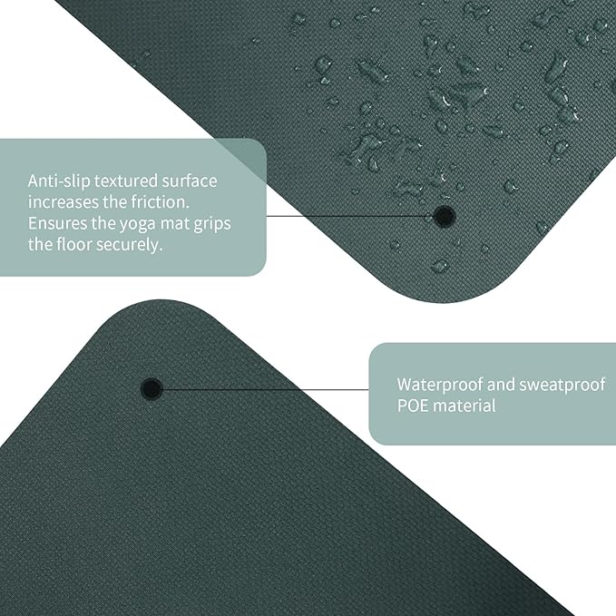 Yoga Mat Extra thick 8mm Exercise mat, Soft Lightweight TPE Fitness Mat with strap, High Elasticity, Anti-fatigue,non-slip mat for Women, Yoga, Camping, Travel, Gym & Outdoor | 72"L x 0.32"Th