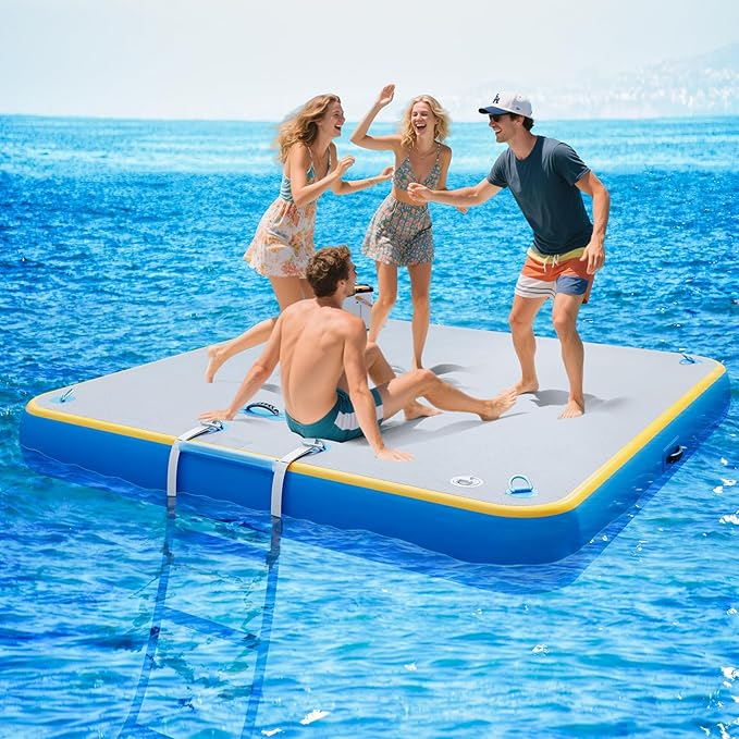 Specraft Inflatable Floating Dock, Non-Slip Air Dock Platform loating Island Raft with Rope Ladder for Pool Lake Beach Ocean