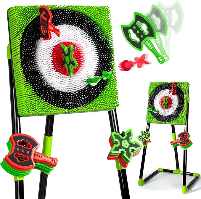 Axe Throwing Target Game for Backyard with 8 Throwing Axes Set,Indoor &Outdoor Activities for Kids,Hunting Games for Family, Birthday Gift for Boys Girl, Carnival Games