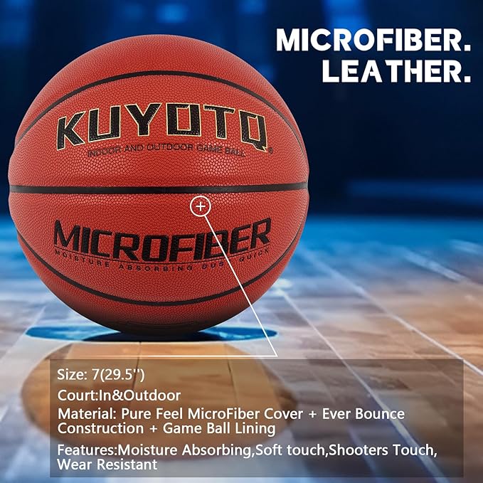 KUYOTQ Kids Toddler Youth Adult Size 3/4/5/6/7 Basketball 22/25.5/27.5/28.5/29.5" Thickened Rubber or Faux Leather Basketball for Boys Girls (Deflated)
