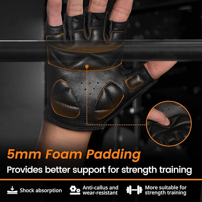 ATERCEL Premium Leather Workout Gloves, Ideal for Men and Women, Suitable for Weightlifting, Gym, Cycling
