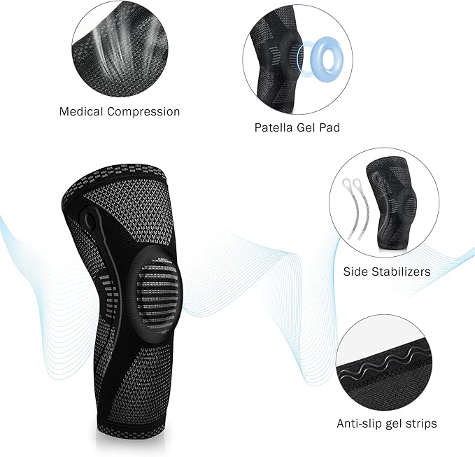 POWERLIX Knee Brace with Support and Pad for Pain Relief, Medical Knee Support, Compression Knee Sleeve for for Men & Women Knee Support for Running, Basketball, Volleyball