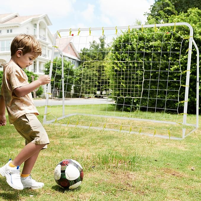 Goplus 6FT x4FT Soccer Net, 2 in 1 Soccer Rebounder Soccer Goal w/Shooting Auxiliary Area, 5 Adjustable Angles, Kids Youth Teens Soccer Practice Training Equipment for Backyard