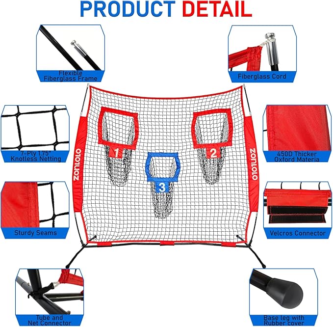 6x6ft Football Training Net, Football Throwing Net with 3 Target Pockets, Portable QB Throwing Practice Equipment with Small Carry Bag,Most Suitable for Kids